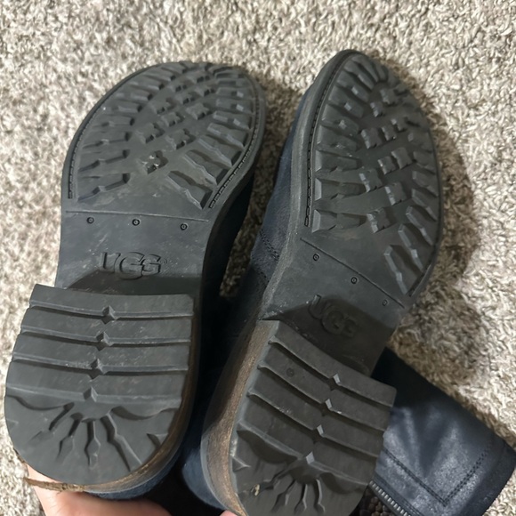 Ugg Silva Black Leather Zip Moto Snake Gusset Harness Boot - Picture 7 of 8